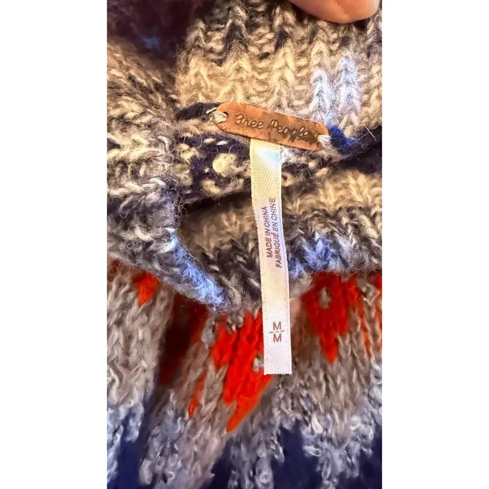 Free People REVOLVE Home For The Holidays Fair Isle Puff Sleeve Sweater Medium